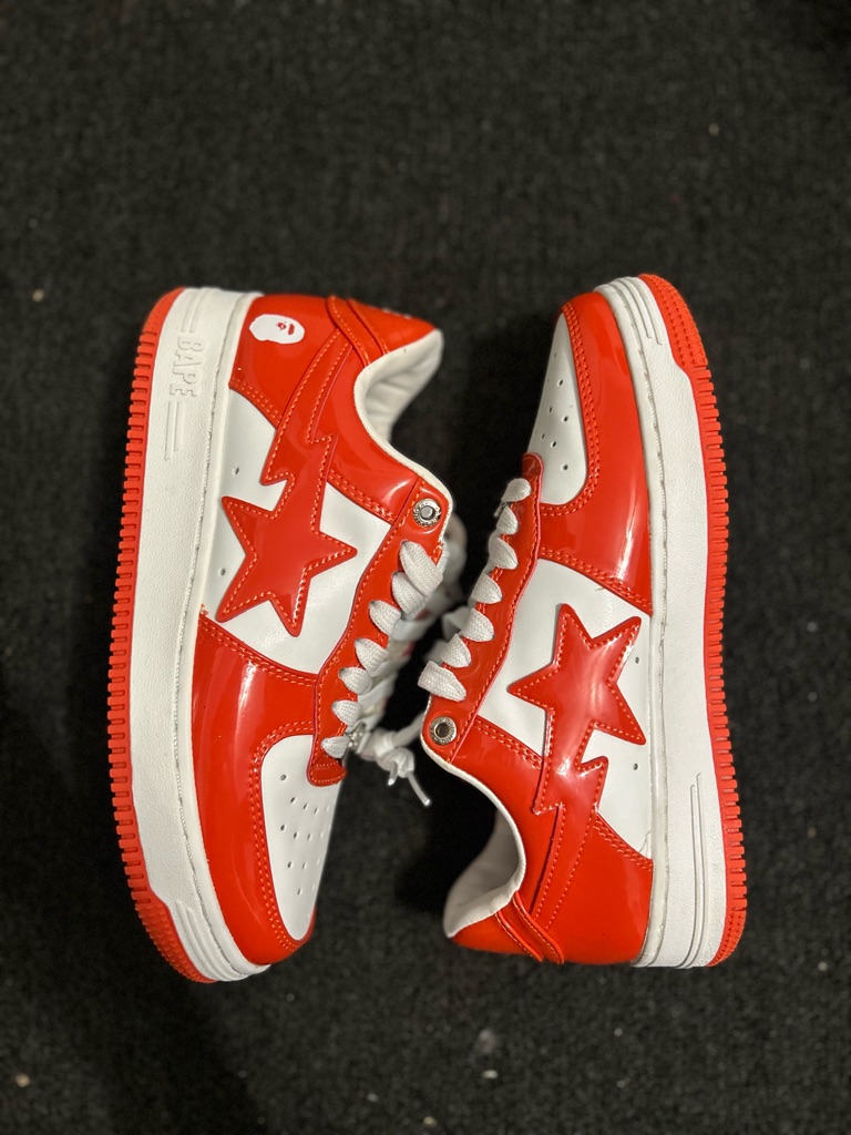 Bape Woman' Orange & White Bapesta Low Top Sneakers